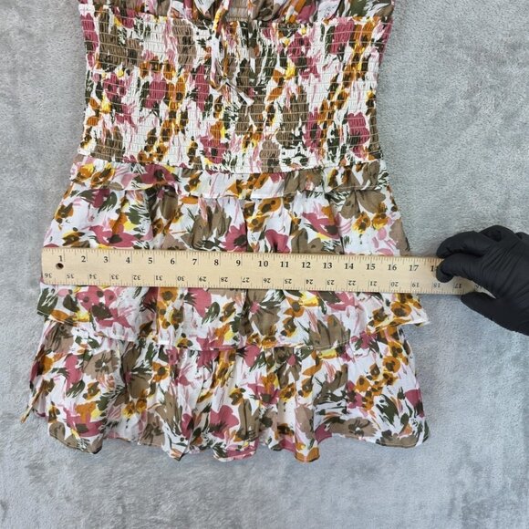 ASTR the Label Blossom Dress Women's Size S White Mauve Floral Tiered Mini - Picture 12 of 13